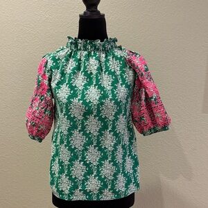 Floral Green and Pink Women's Top